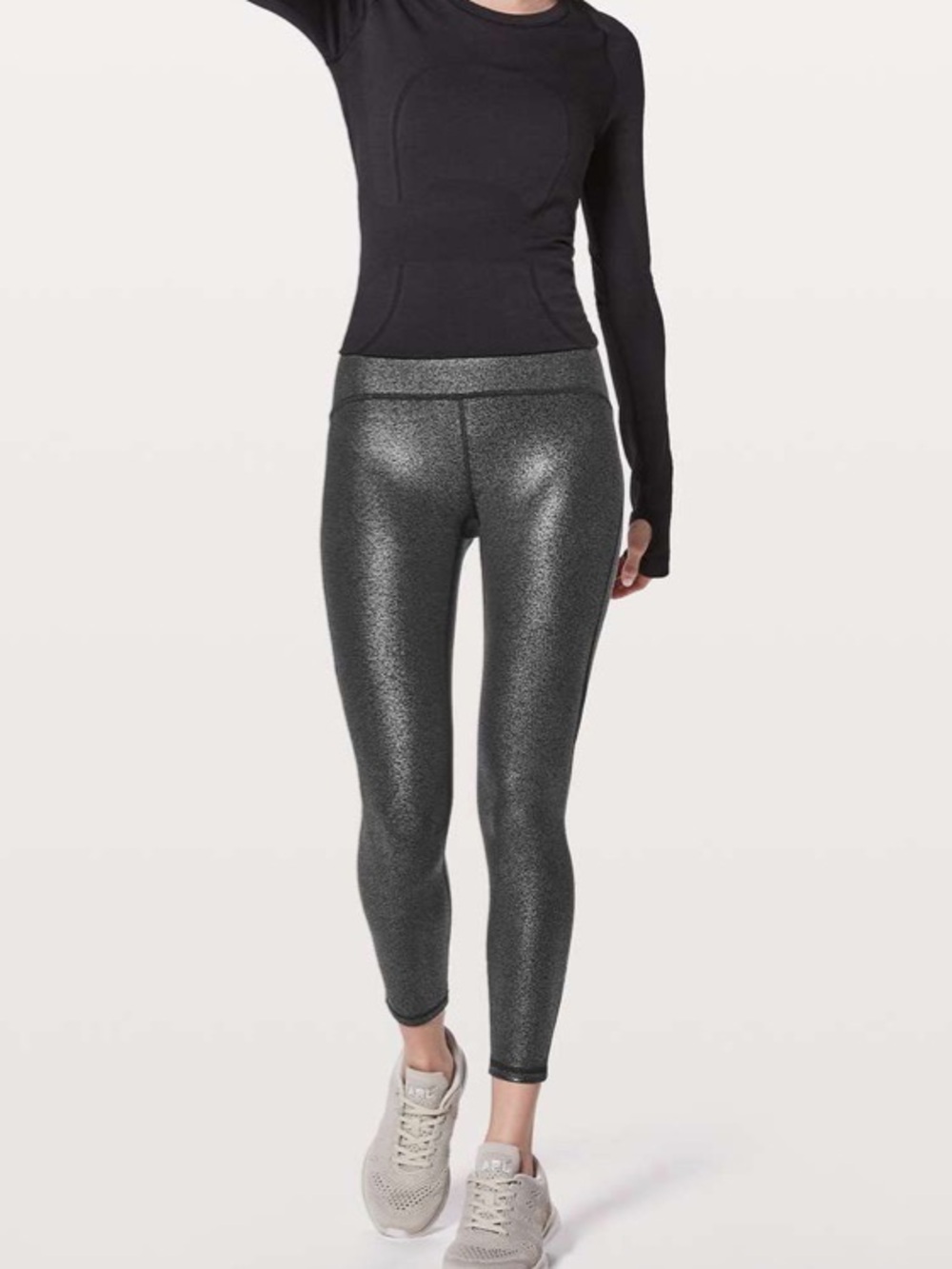 Lululemon Train Times 7/8 Pant 25” Size 4 Luminosity Foil Black Silver W5AX4S